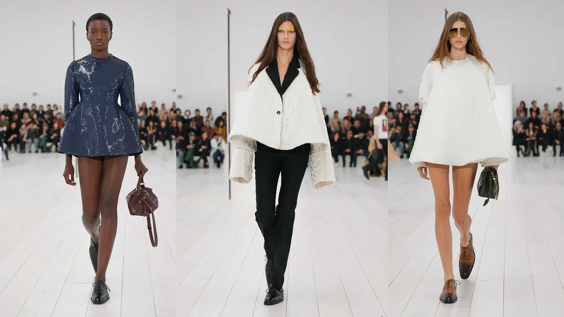 Volúmenes imposibles deslumbran la pasarela de Loewe en la Semana de la Moda de París Primavera 2025
