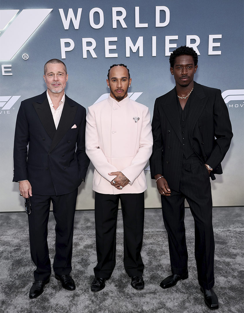 Brad Pitt y Lewis Hamilton en la premiere de F1 en Nueva York