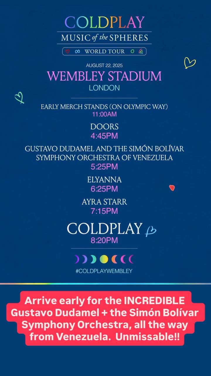 Coldplay invitó a Wembley a ver a Gustavo Dudamel y El Sistema 