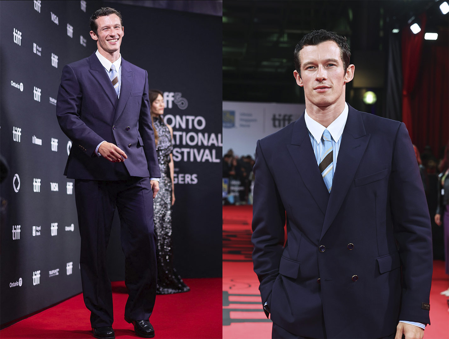 Callum Turner luce traje morado de Louis Vuitton en el TIFF 2025